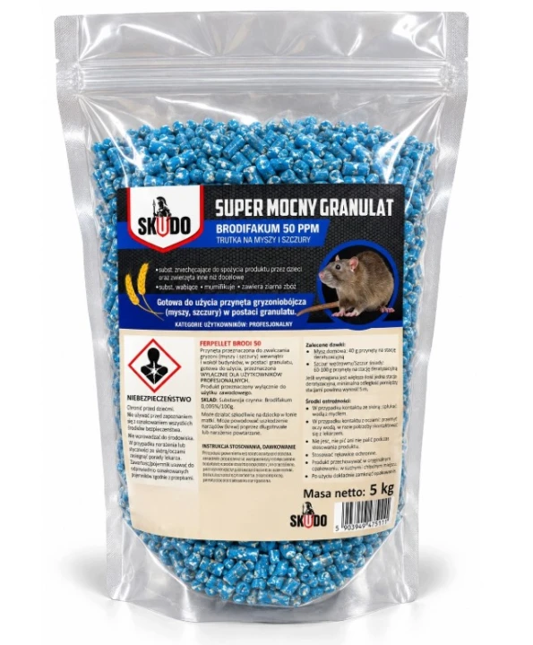 Skudo Ferpellet 5 kg - trutka , granulat na myszy i szczury brodifakum