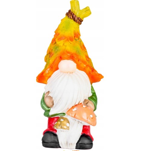 Figurka krasnal z grzybami 10x8x19,3 cm - dekoracja jesienna