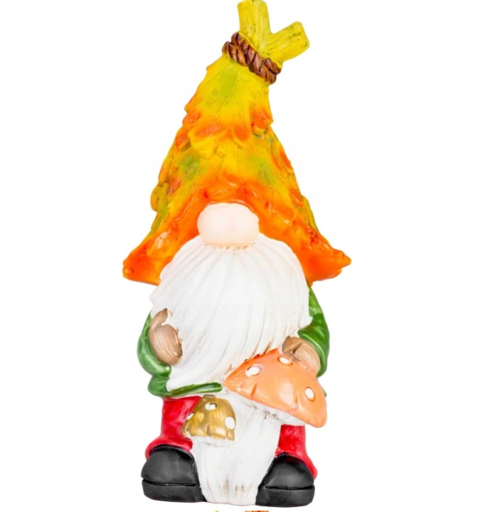Figurka krasnal z grzybami 10x8x19,3 cm - dekoracja jesienna