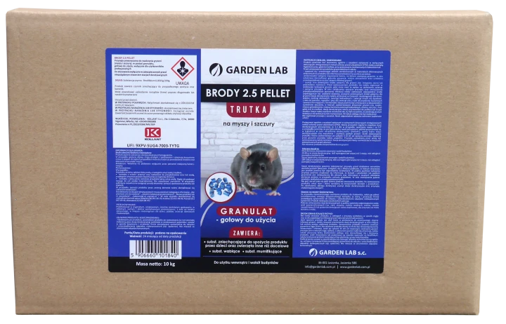 Brody 2,5 Pellet 10 kg - granulat na myszy i szczury, brodifakum