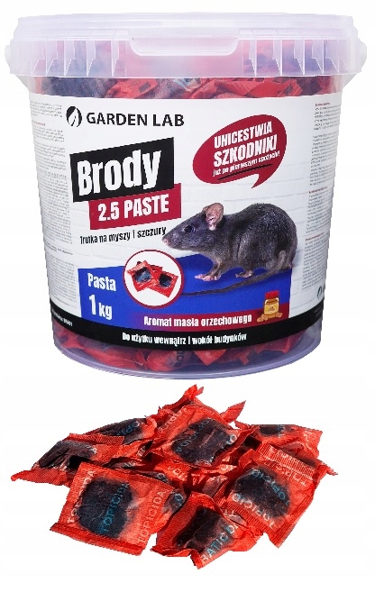 Brody 2,5 Paste 1 kg - pasta na myszy i szczury wiadro